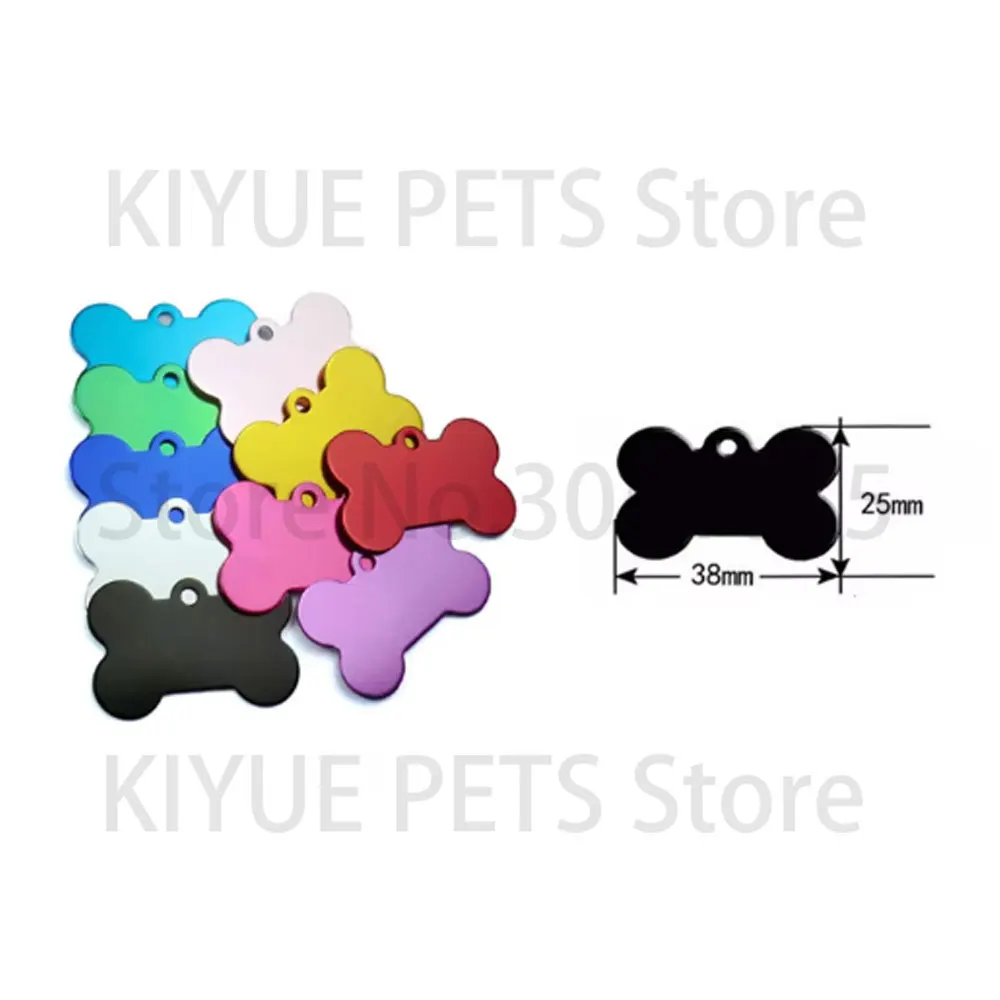 KIYUE 180 MixColors 9 formas Etiqueta de identificación de mascota nombre personalizado ID grabado redondo hueso pata placa de identificación encanto - imagen 2