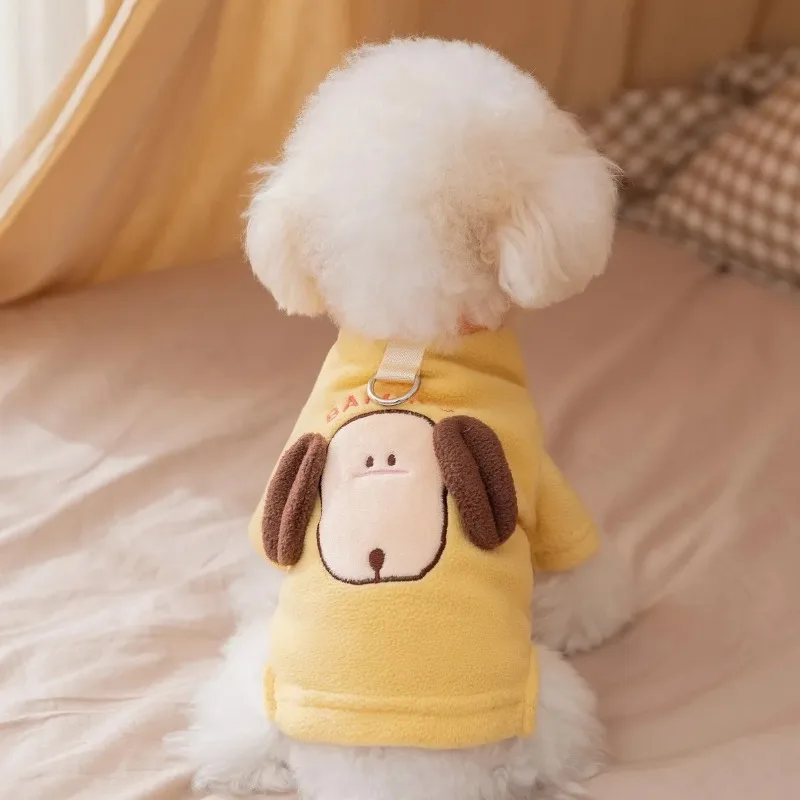 Ropa bonita para mascotas, ropa para perros con orejas, sudadera de otoño Schnauzer, Sudadera con capucha de dibujos animados para perros pequeños, camisa cálida para perros, productos para cachorros - imagen 4