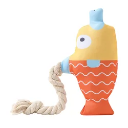 Juguete para mascotas con cuerda de algodón chirriante, juguete de peluche para masticar peces falsos para perros y gatos, juguete molar interactivo de juerra,