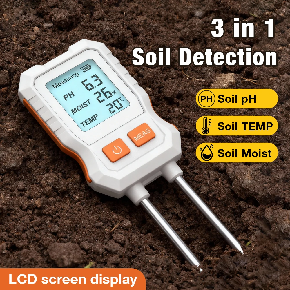 Medidor suelo digital portátil para jardín: acidez, humedad y luz - imagen 4