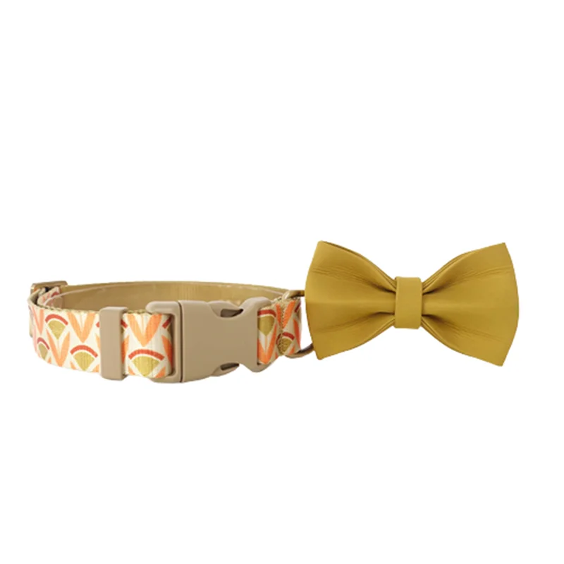 Conjunto de Collar personalizado para mascotas de diseñador, Collar de perro personalizado de nailon de lujo, collares con nombre, accesorios, Bulldog Francés, Pug, Iris dorado - imagen 3