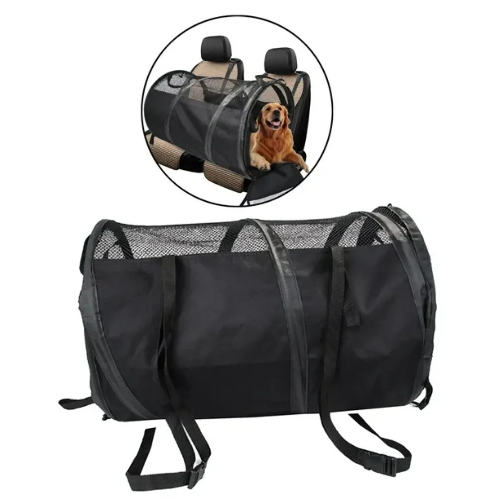 Asiento de coche para perros grandes, correa de cinturón de seguridad ajustable, tela impermeable, malla transpirable, caja portátil para mascotas plegable para exteriores