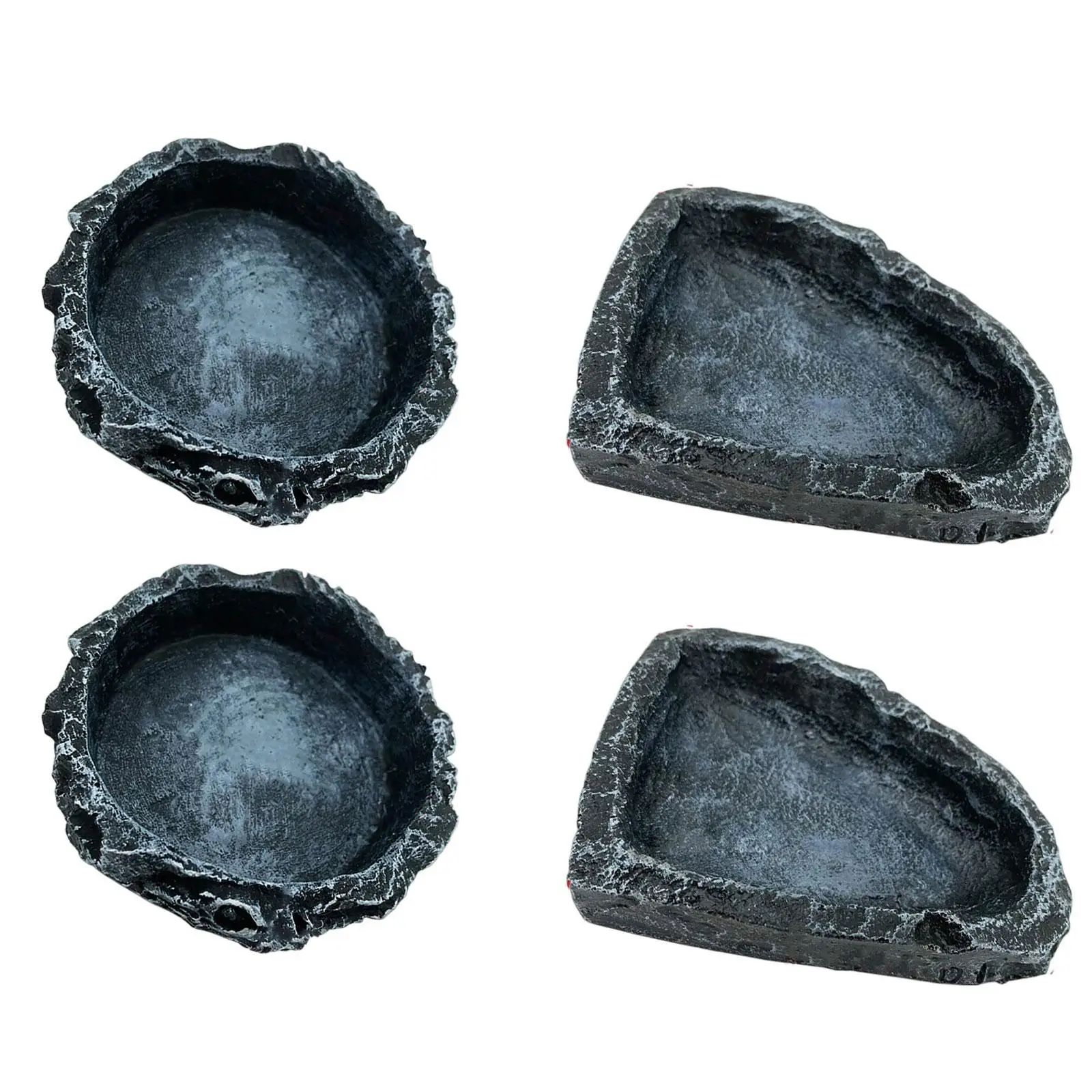 2x Reptile Water Dishes Food Bowls Drinking Trays Corner Small Feeding Dishes Terraium Bowls for Frog Bearded Dragon Scorpion