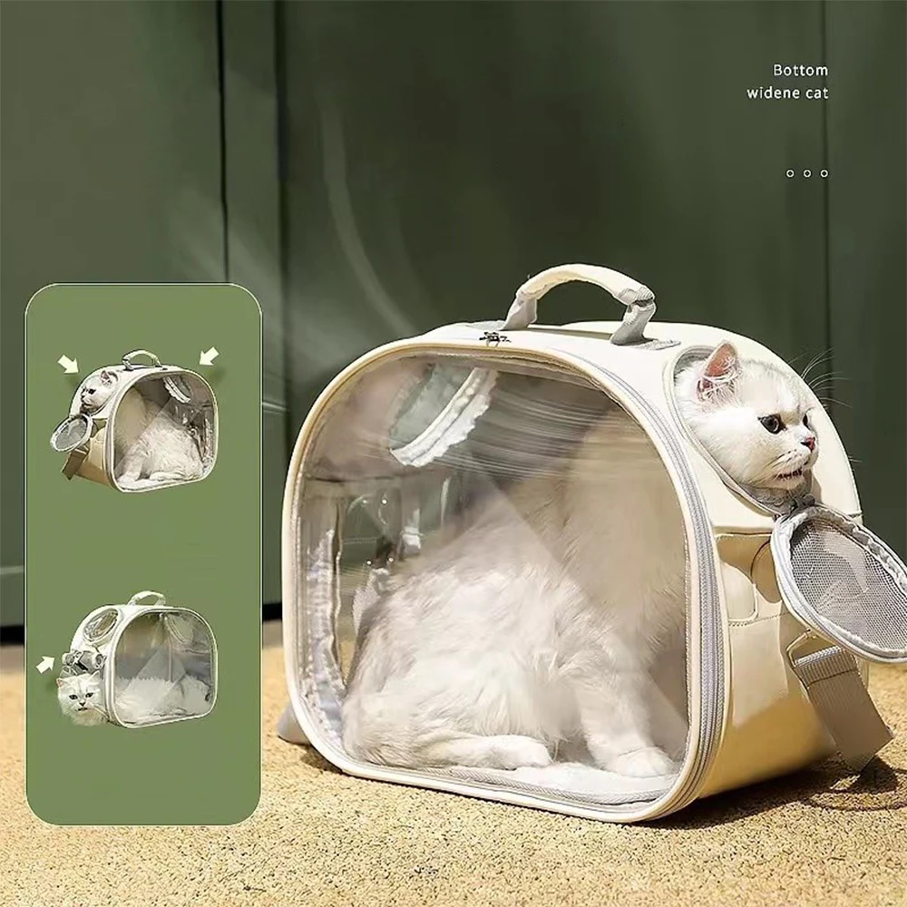 Bolso de hombro para mascotas, bolsa de transporte portátil, transparente, transpirable, adecuado para perros pequeños y gatos - imagen 4