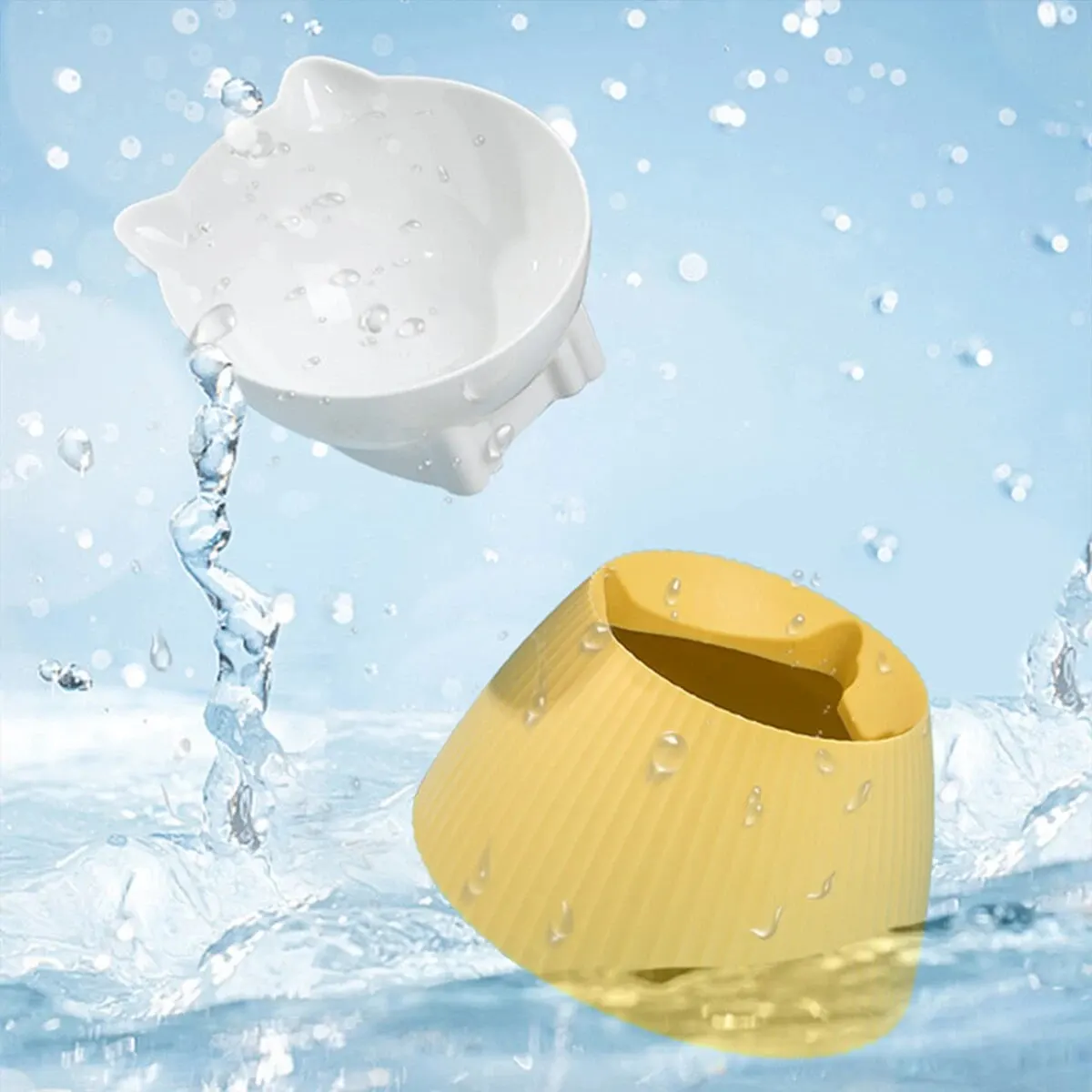 Cuencos elevados para gatos con soporte elevado, 15 soportes inclinados para protección del cuello con diseño para gatos, cuenco alimentador de agua para alimentos para mascotas para gatos o perros pequeños, 1 ud. - imagen 4