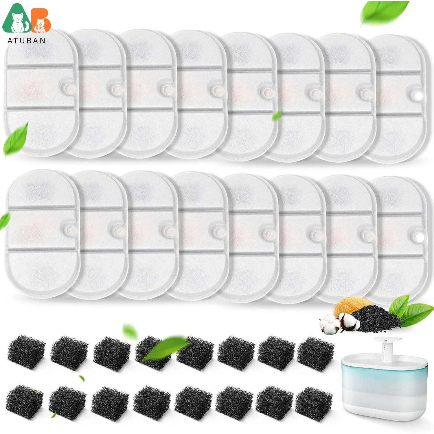 ATUBAN Filtros de fuente para gatos de repuesto compatibles con fuente para mascotas con cápsula PETLIBRO, dispensador ultra silencioso sin BPA de 71 oz/2,1 L