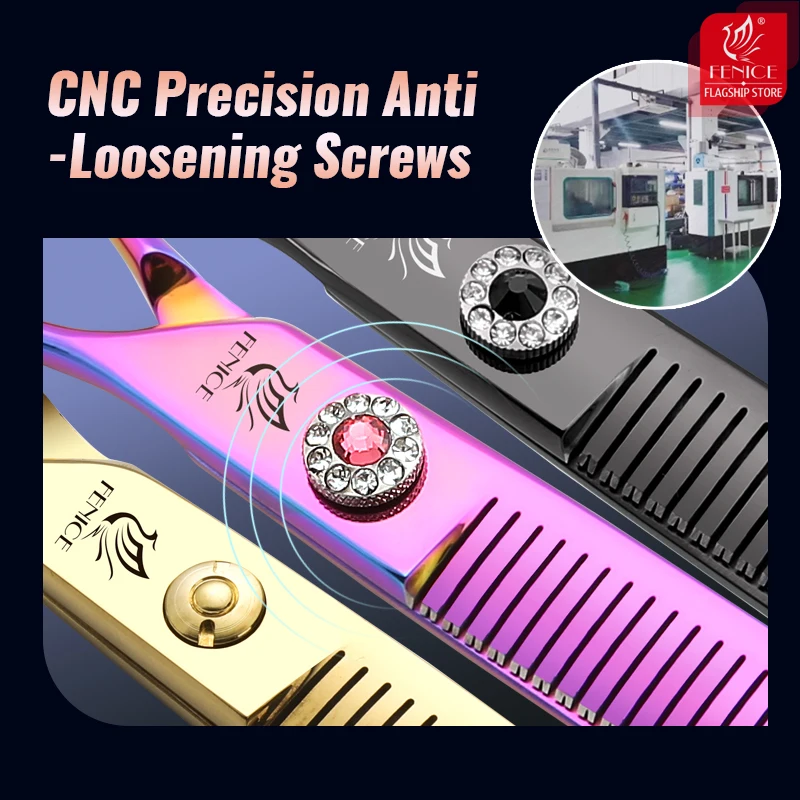 Fenice JP440C acero 6,5/7 pulgadas tijeras rectas y esponjosas para adelgazar tijeras de cuidado para perros tijeras para perros herramientas tasa de adelgazamiento 50-60% - imagen 5