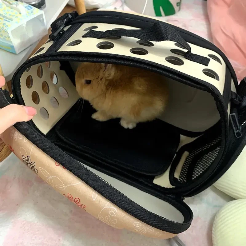 Bolsa de transporte transpirable para animales pequeños, bolso de hombro individual para mascotas, conejo, pájaro, Chinchillas, cachorro, gato, perro, erizo - imagen 3