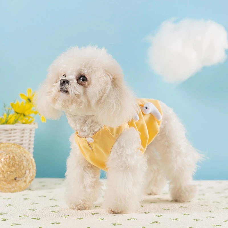 Lindo pato amarillo mascota perro chaleco Unisex verano ligero Bulldog Francés camiseta para gatos algodón suave verano ropa para cachorros pequeños - imagen 3