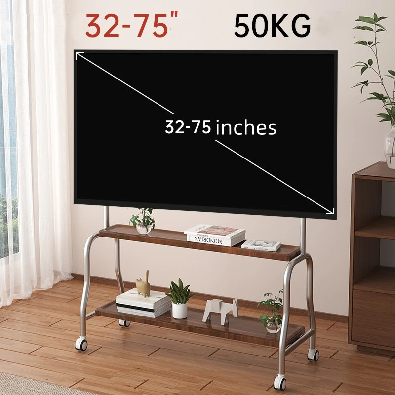 Caballete para carrito de TV móvil, soporte rodante para TV para pantallas de pantalla plana de 32 a 65 pulgadas, soporte portátil para TV de suelo de acero inoxidable con bloqueo - imagen 4