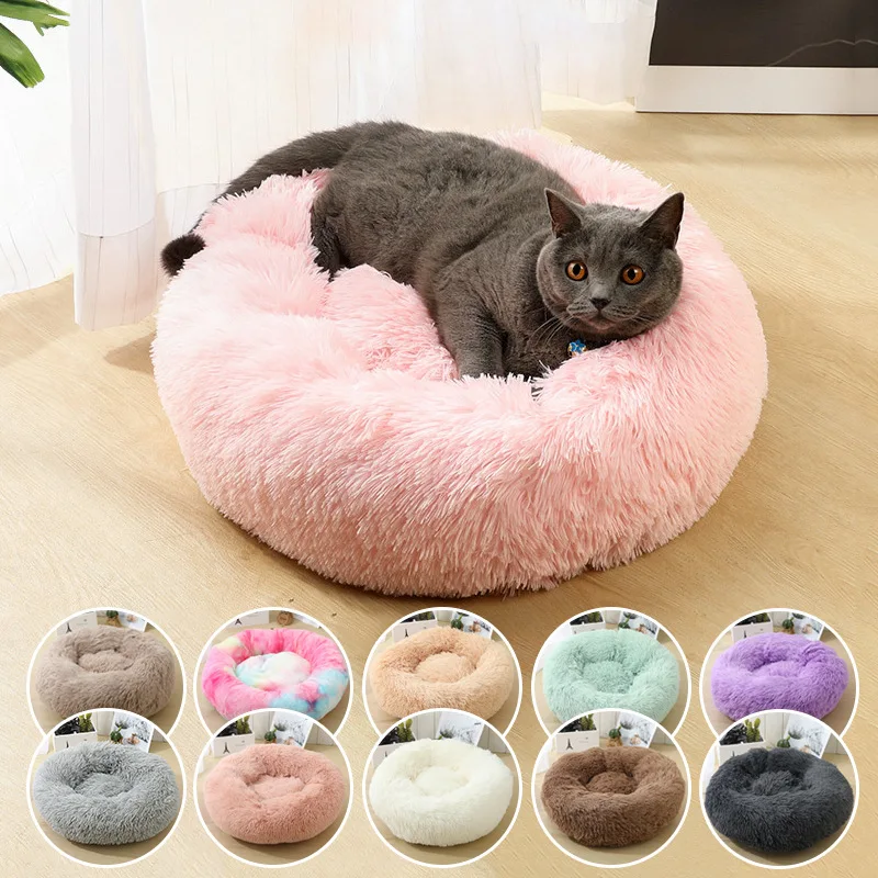 Sphynx cama redonda de felpa para gatos, cama para dormir profundamente para mascotas, camas para gatos, Gotas, Katten, Kedi, Garfield, nido, sofá, suministros, productos - imagen 3