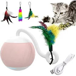 Bola automática con plumas para gatos – Juguete interactivo USB