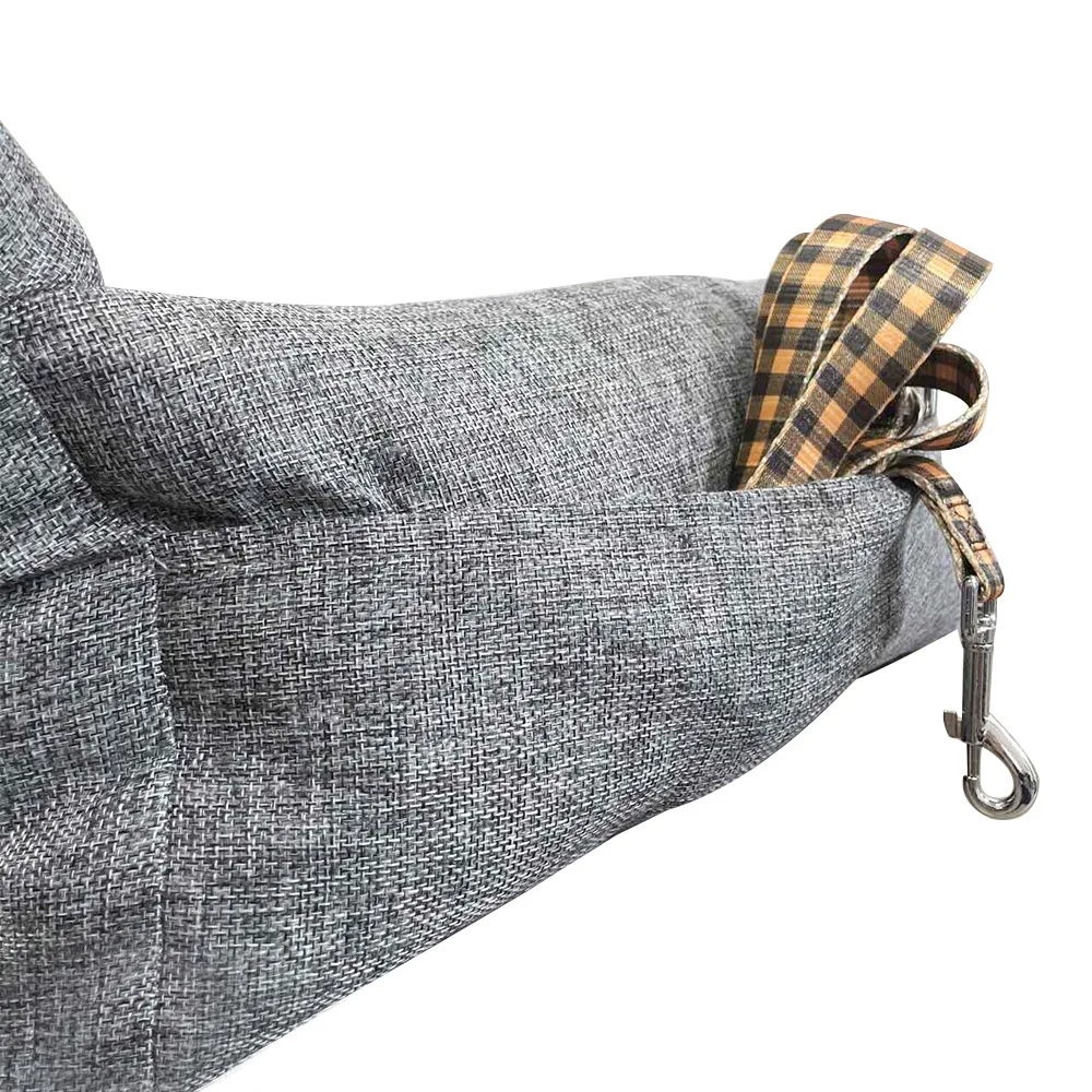 Perrera cálida para asiento de coche con refuerzo para perros de 2 asientos con cinturón de seguridad para perros pequeños, medianos y grandes, nido cómodo para asiento trasero para viajes seguros al aire libre - imagen 5