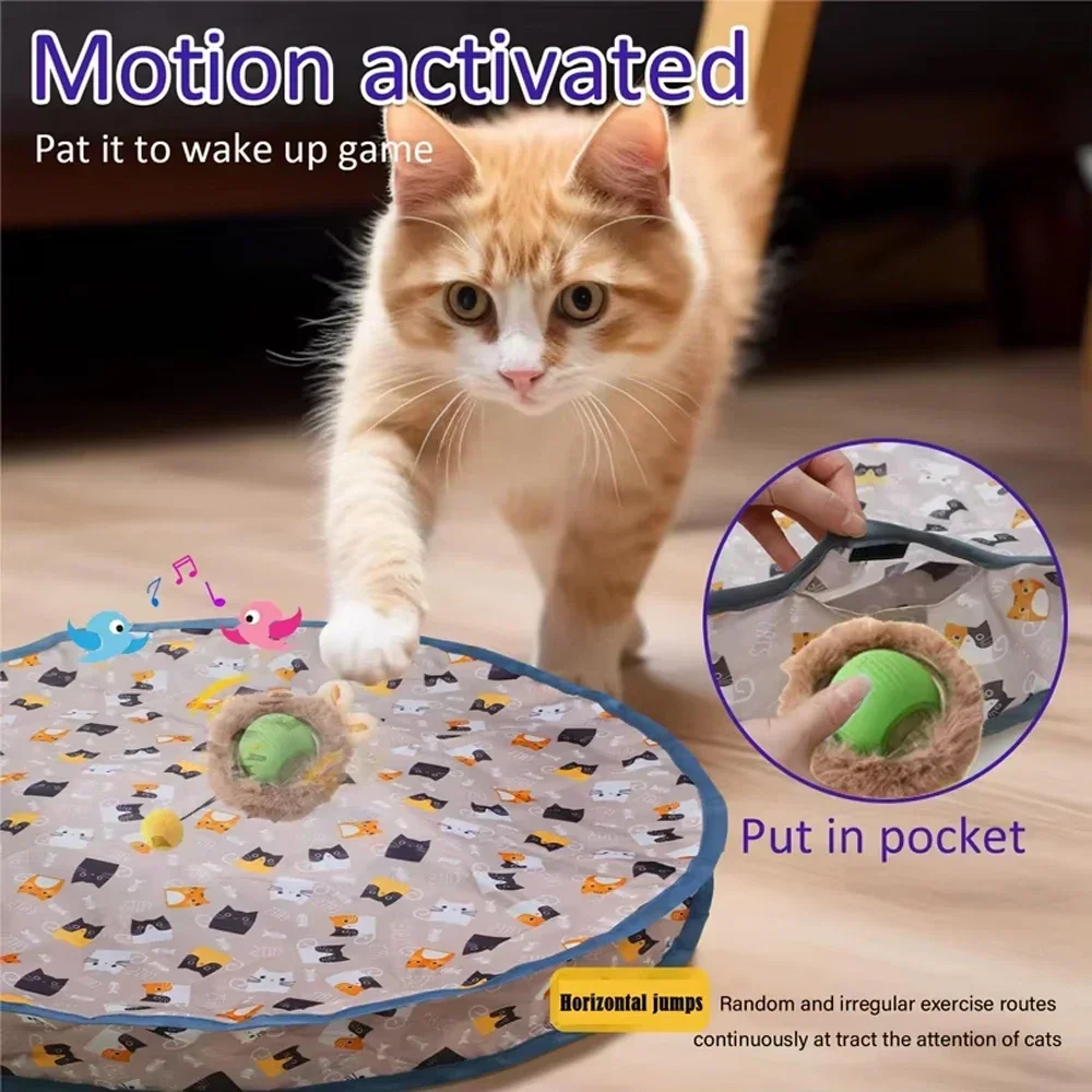 Seek Kitten bolsa de juguete y juguetes ocultar bola rodante gato rápido activado para el movimiento del gato en juguete interior interactivo inteligente interactivo - imagen 3