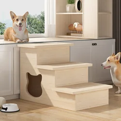 Escaleras de madera maciza para perros, escaleras antideslizantes para interiores, escaleras para cachorros, escalera multifuncional de seguridad para perros, cama hueca, escalera para gatos mayores y mascotas