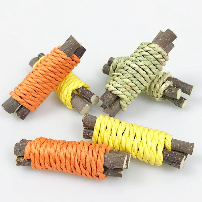 Juguete para masticar conejo, pastel de hierba de madera de manzana Natural orgánica, juguete para moler dientes de conejo para mascotas, Chinchilla, conejillos de indias, hámster, 2023 - imagen 2