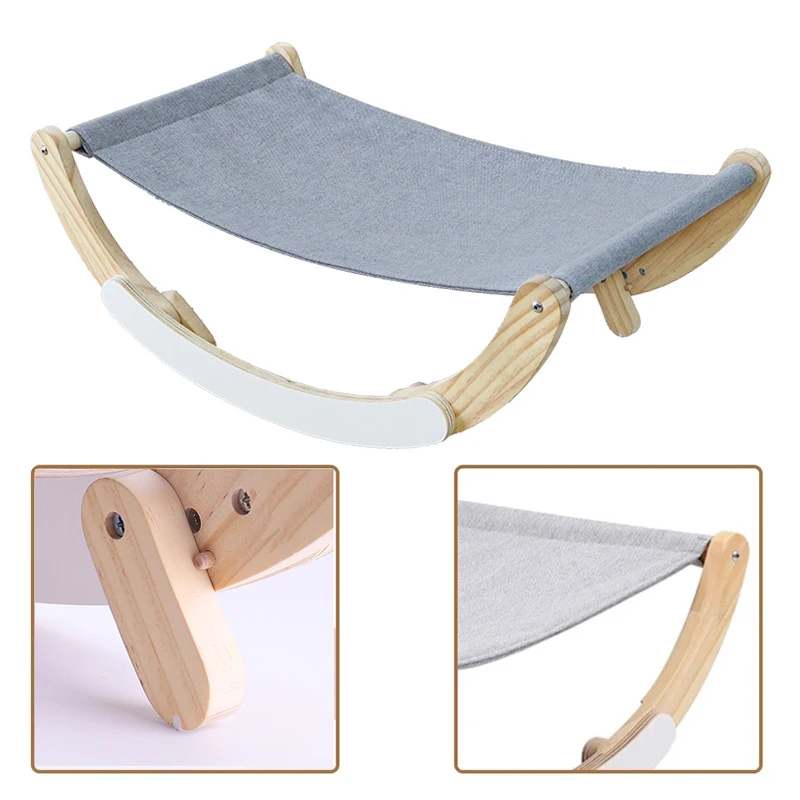 Cama de madera para gatos, columpio para mascotas, cama lavable, asiento extraíble, hamaca para gatos, cama y muebles para cachorros y gatitos, productos para mascotas para dormir - imagen 5
