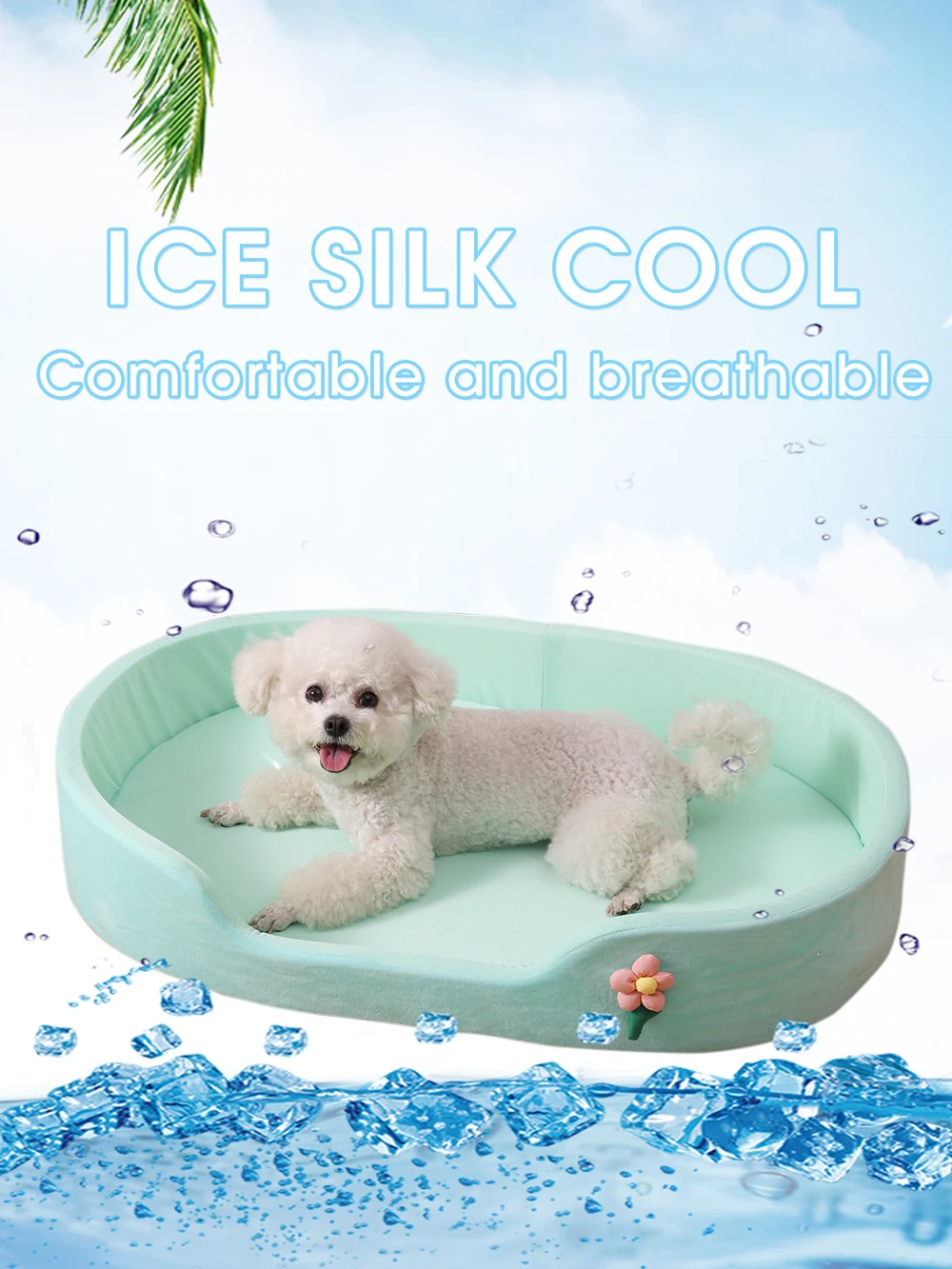 Cama para perros pequeños y frescos de seda de hielo, cesta elástica para perrera para gatos, estera suave de doble cara para perros medianos, cama gruesa a prueba de viento para gatos en verano - imagen 5