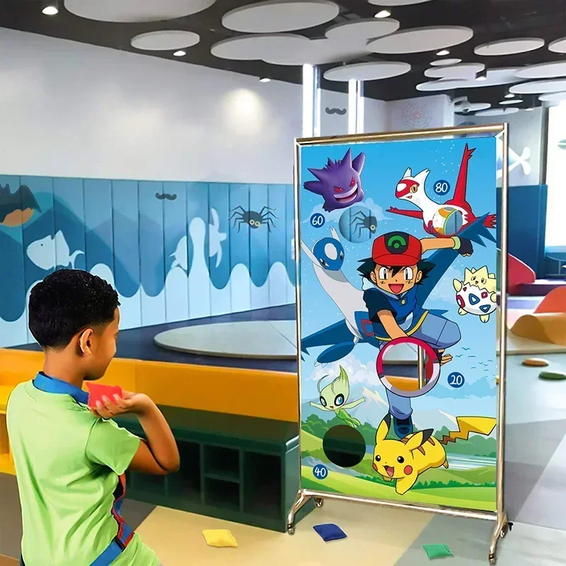 Anime Pikachu Go niño juego de tiro Banner Fiesta Temática figura de Anime juego de saco de arena puntuación fondo divertido niños juguete de regalo de cumpleaños - imagen 5