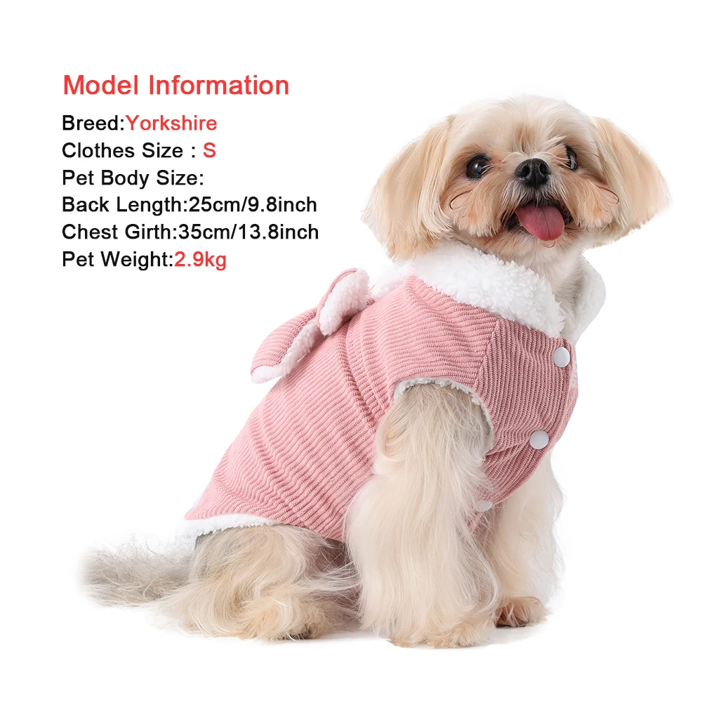Chaqueta de invierno para cachorros, ropa cálida de lana para perros pequeños y medianos, chaleco con lazo, abrigo, suéter para Chihuahua Yorkie, disfraz para mascotas - imagen 4