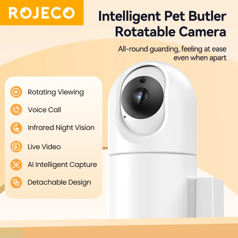 ROJECO 4L Automatic Cat Feeder With 360°Rotating Camera Vedio WiFi Cat Food Dispenser Pet Smart Voice Auto Feeder For Cats Dogs - imagen 4