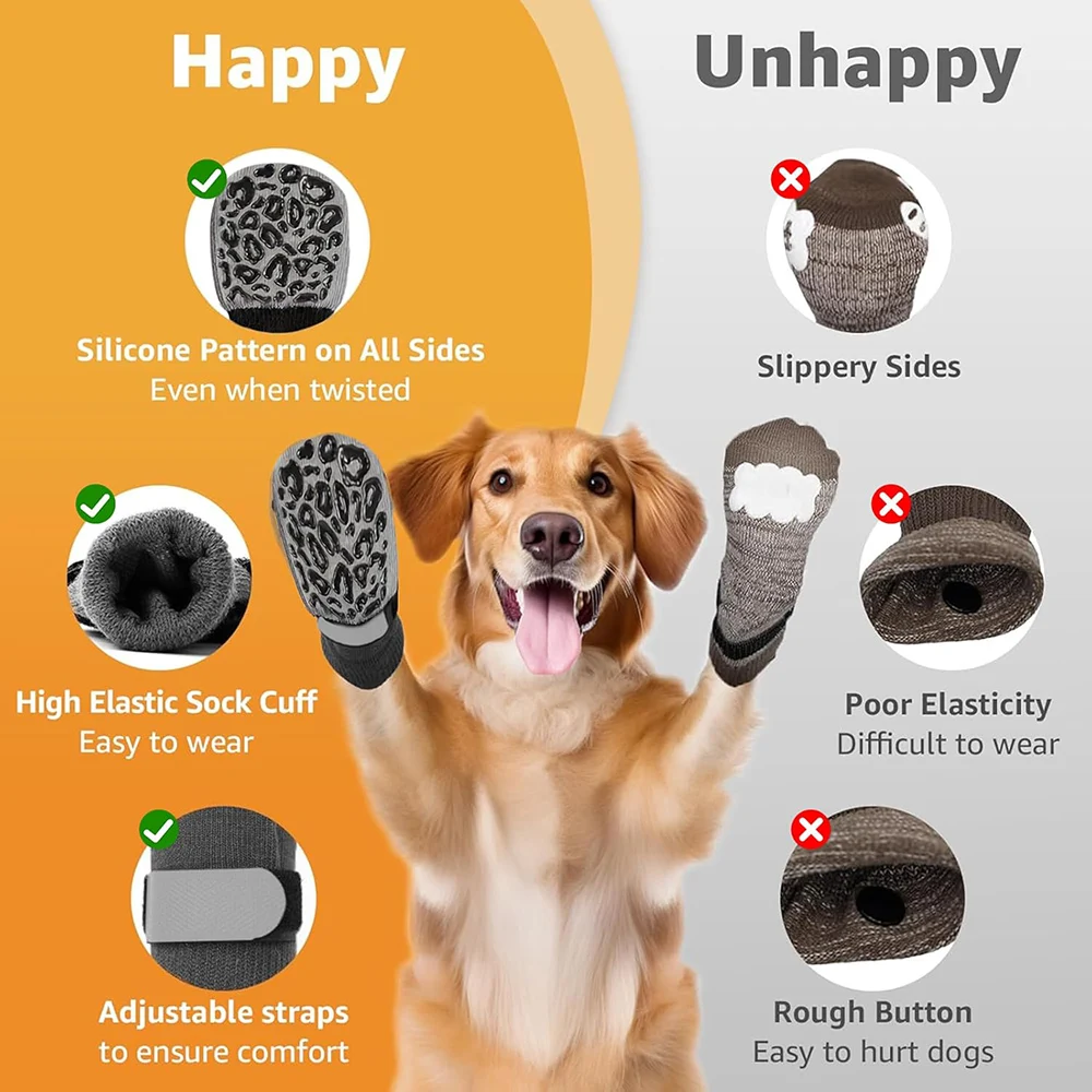 Calcetines antideslizantes para perros grandes para evitar lamer patas para suelos de madera, protectores de patas, Control de tracción para perros grandes en interiores - imagen 4