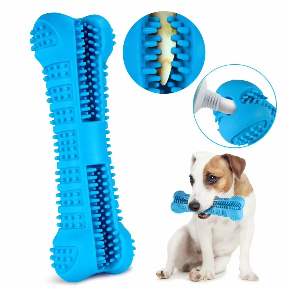 Cepillos de dientes de goma suave para perros, juguetes para masticar para cachorros, palo de cepillo para perros, pasta de dientes de limpieza de dientes de 360 grados para perros pequeños, cepillo de dientes para mascotas