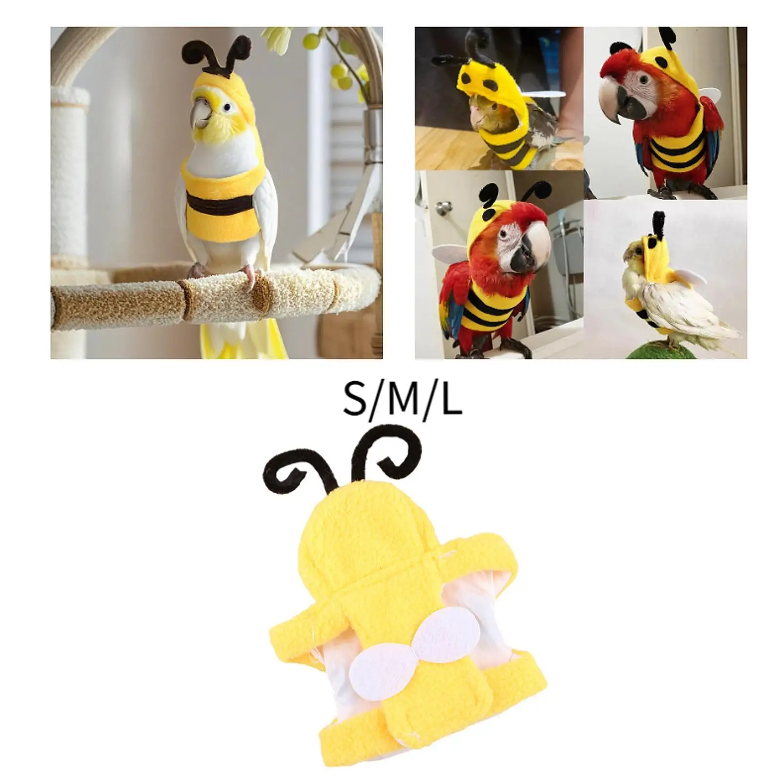 Bird Pet Bird Clothes Bee Shaped Reusable Small Animals Apparel Bird Costume for Cosplay Birthday Outdoor Cockatiel