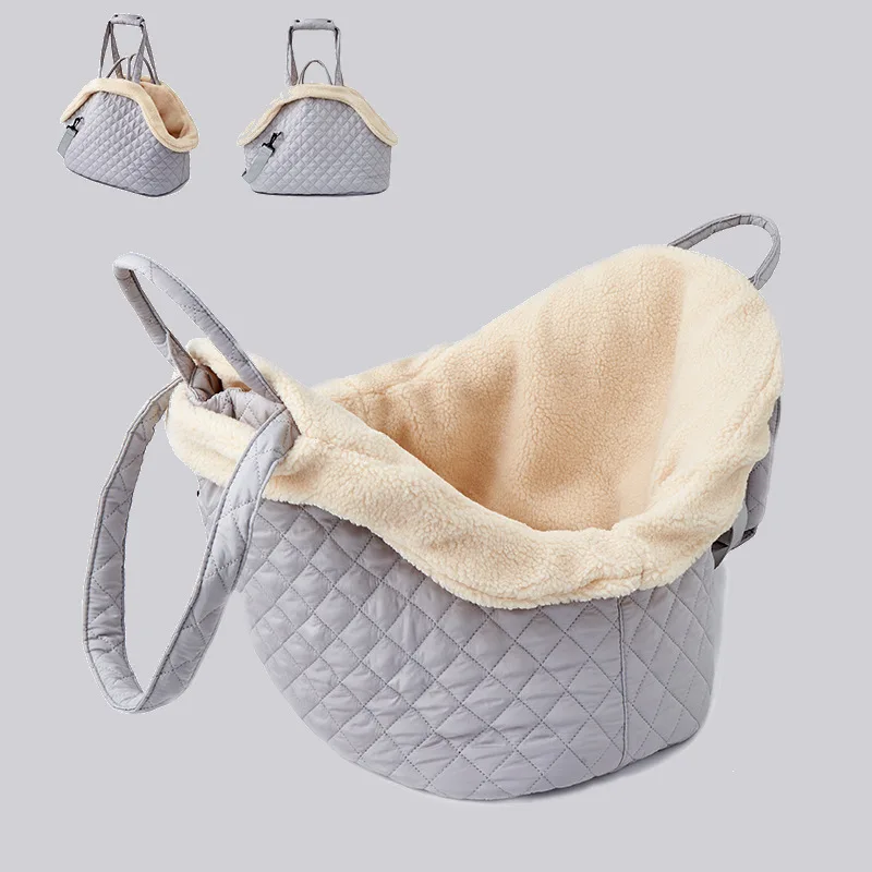Bolso coreano para mascotas, bolso de hombro para gatos, Otoño Invierno, algodón acolchado, portador de cachorros, Gato, perro, Garfield, Kedi masoctas, bolsas portátiles - imagen 5