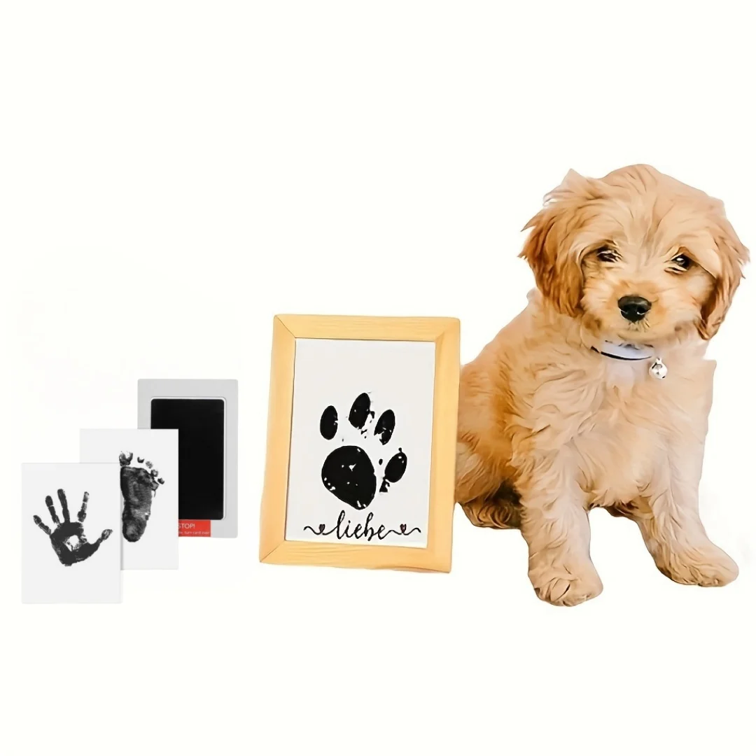 Mesa de impresión de huella de pie, marco de fotos gratis, Pet, conmemorativo, no táctil, almohadilla de tinta de aceite para arte - imagen 5