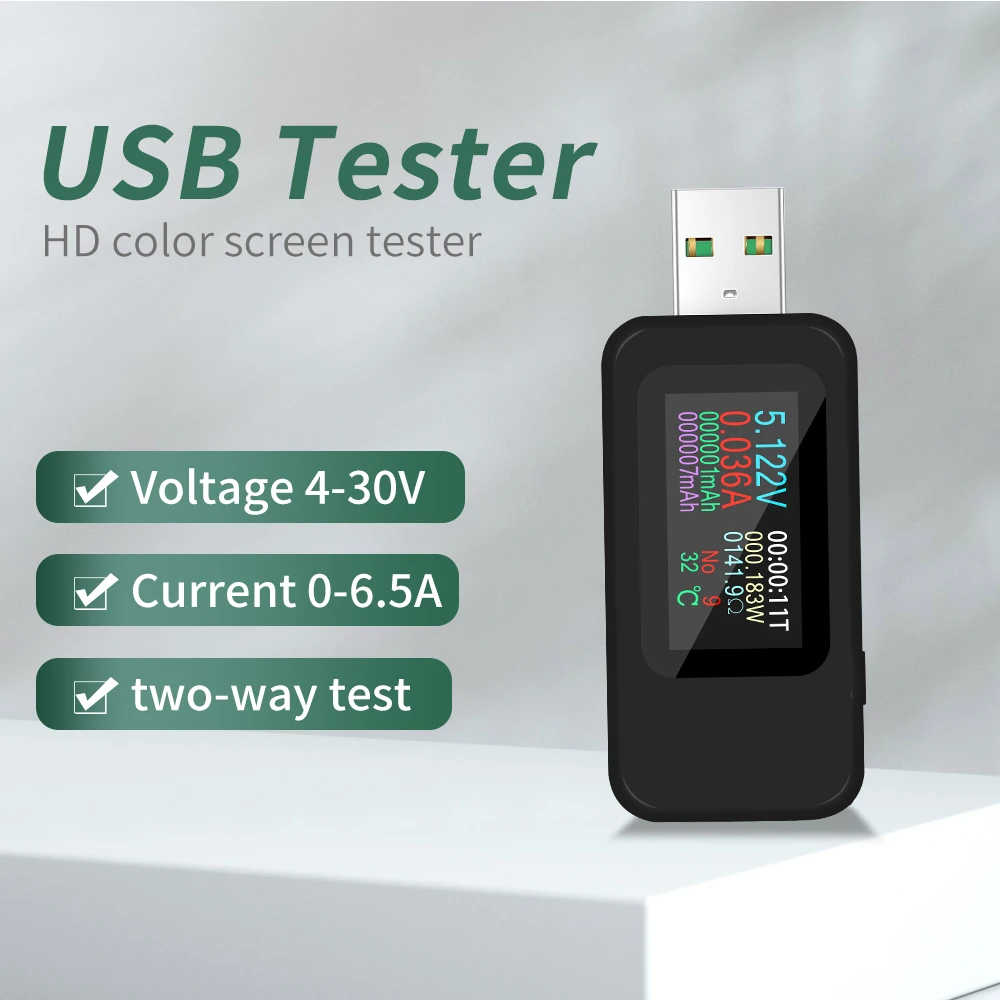 Probador USB 10 en 1, probador de pantalla HD a Color, KWS-MX18L, voltímetro CC, Detector de corriente de voltaje Amperimetro, indicador de cargador de energía - imagen 2