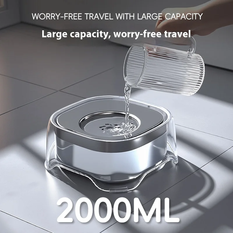 Cuenco de agua flotante para mascotas de 2000 ml: filtro sin salpicaduras y a prueba de polvo, diseño transparente para agua limpia y barbilla seca, gatos y perros - imagen 4