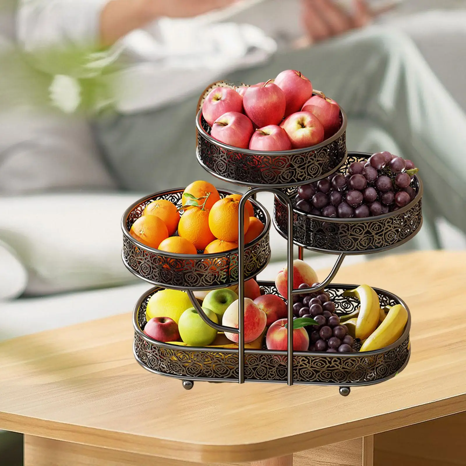 Cesta de frutas de Metal de 4 niveles, organizador de aperitivos multiusos de gran capacidad para encimera de cocina, estante de almacenamiento de verduras de 40x20x40cm