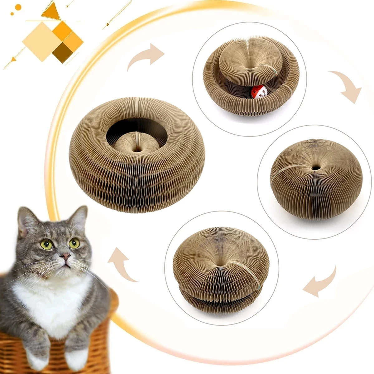 Juguete para gatos de órgano mágico, rascador para gatos, tablero para rascar, poste redondo corrugado, juguetes para gatos, garra de molienda, accesorios para gatos - imagen 2