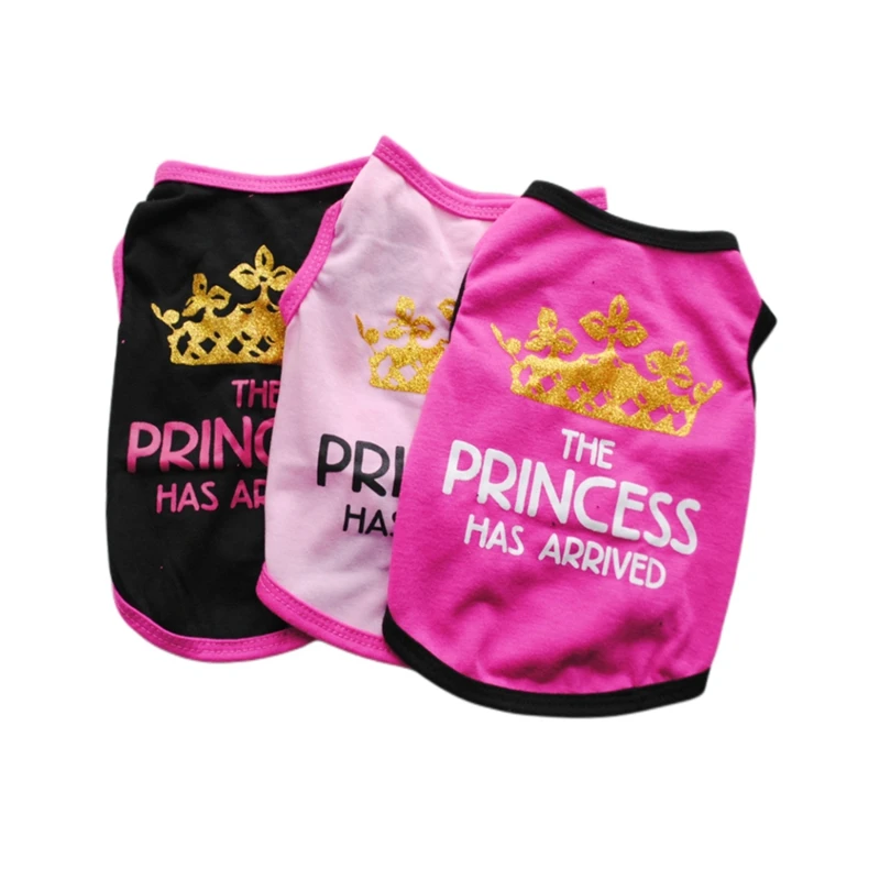 Camiseta de algodón con estampado de letras para perros pequeños, ropa para cachorros, corona de princesa, chaleco para mascotas, disfraces de Chihuahua de peluche, Verano - imagen 2