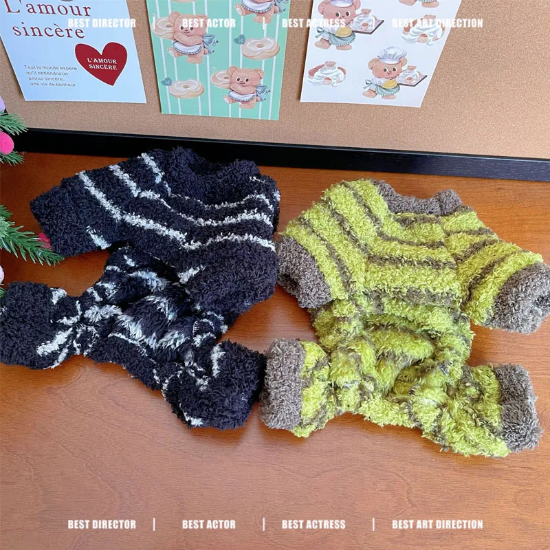 Mono de tiras para perros, mono de invierno para cachorros, ropa para mascotas de lana negra y verde, pijamas de manga larga para cachorros, chándal, monos XXL - imagen 2