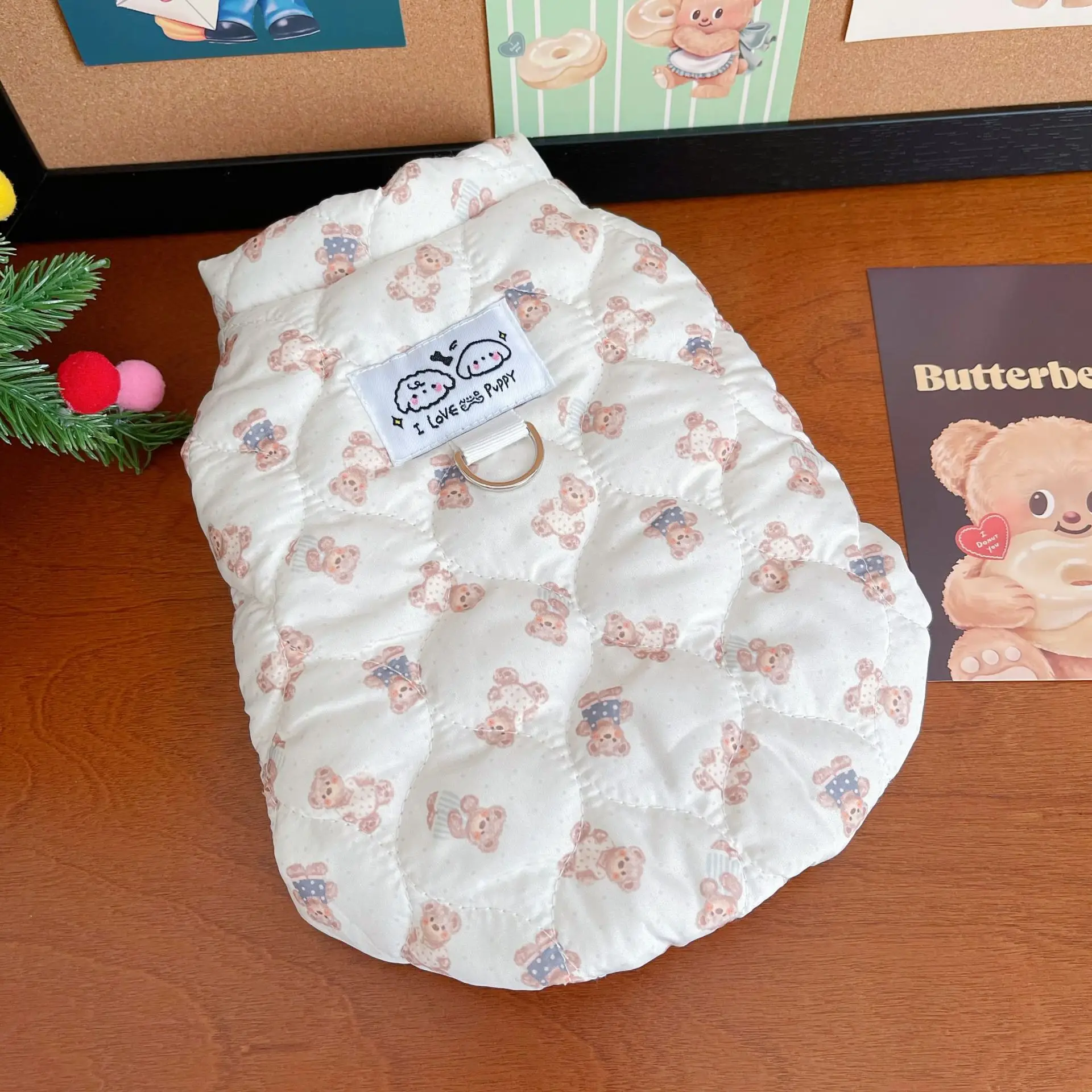 Lindo chaleco de invierno para perros, abrigo grueso para perros, estampado de gato, ropa bonita, chaleco acolchado y peludo para perros pequeños