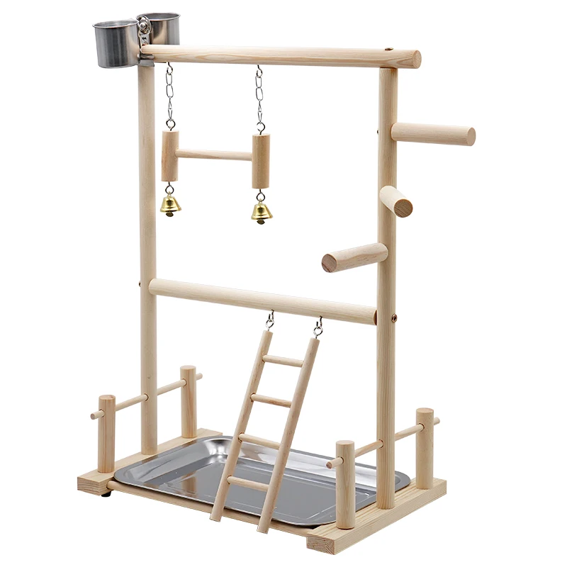 Corralitos para loros y mascotas con taza, bandeja para juguetes, columpio para pájaros, escalera colgante, puente de madera, patio de juegos para cacatúas, perchas para pájaros - imagen 2
