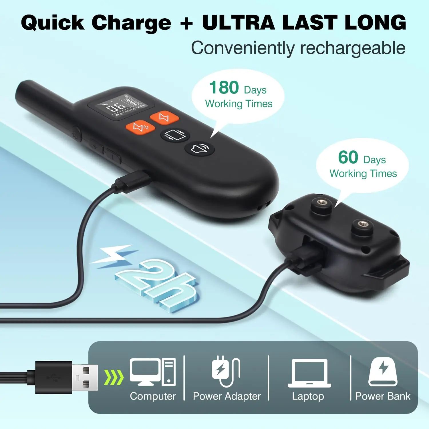 Collar de adiestramiento para perros con 3 mandos con control remoto, alcance de 3300 pies, Collar de adiestramiento para perros, recargable y resistente al agua IP67, 4 modos de entrenamiento - imagen 2