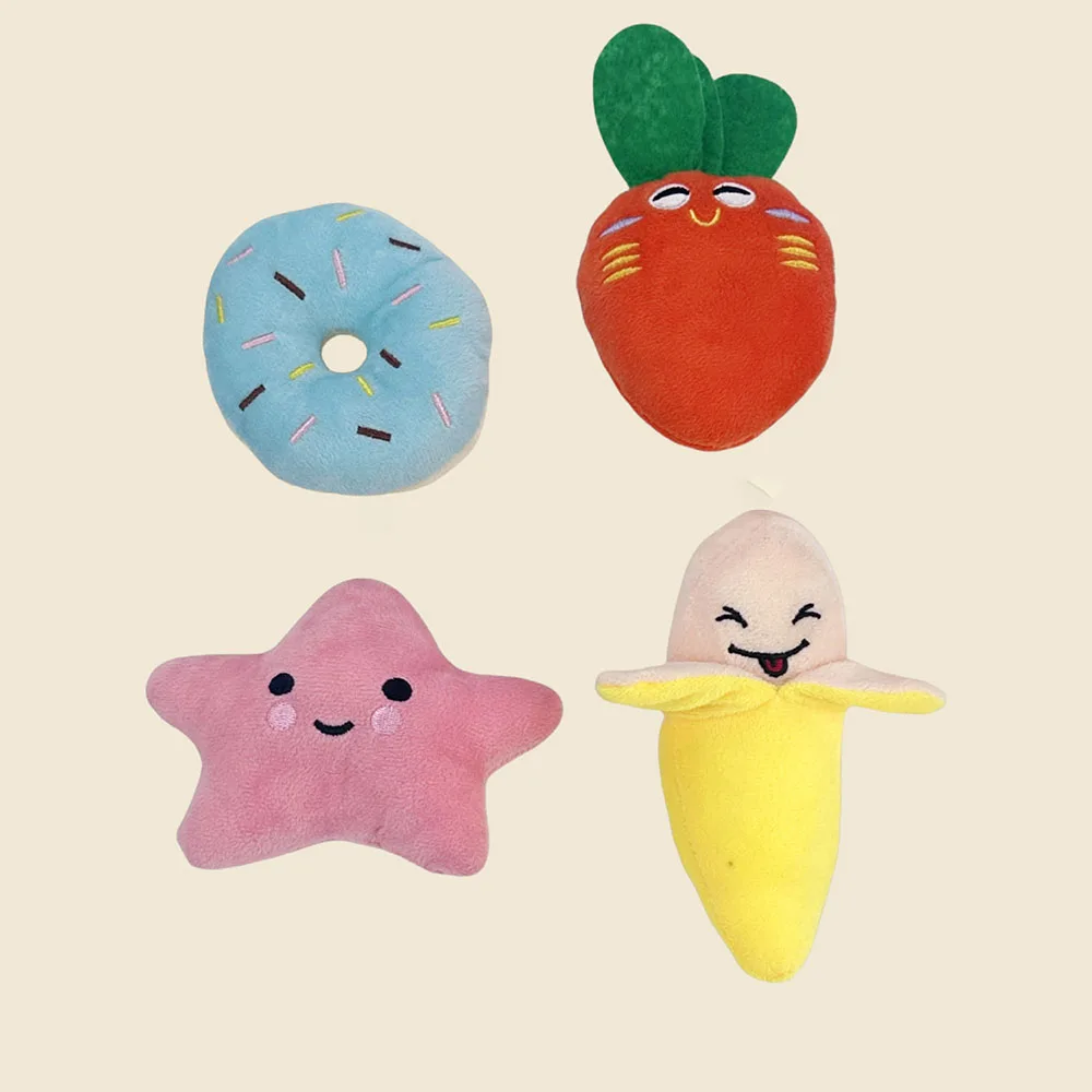 Estrella/banana de juguete para mascotas de frutas de dibujos animados con papel arrugado y chirriador, resistente a mordeduras para gatos y perros para masticar, moler los dientes juegan solo - imagen 3