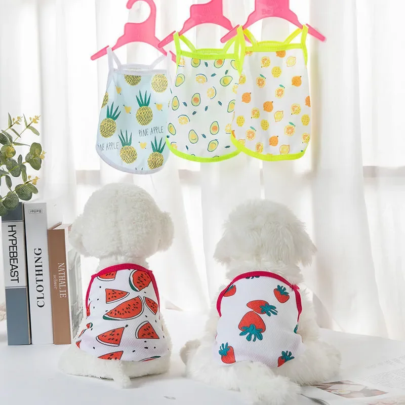 Camiseta transpirable de verano con diseño de frutas para perros, chaleco para mascotas para perros pequeños, gatos, Bichon, Chihuahua, Yorkshire, suministros ligeros para mascotas - imagen 2