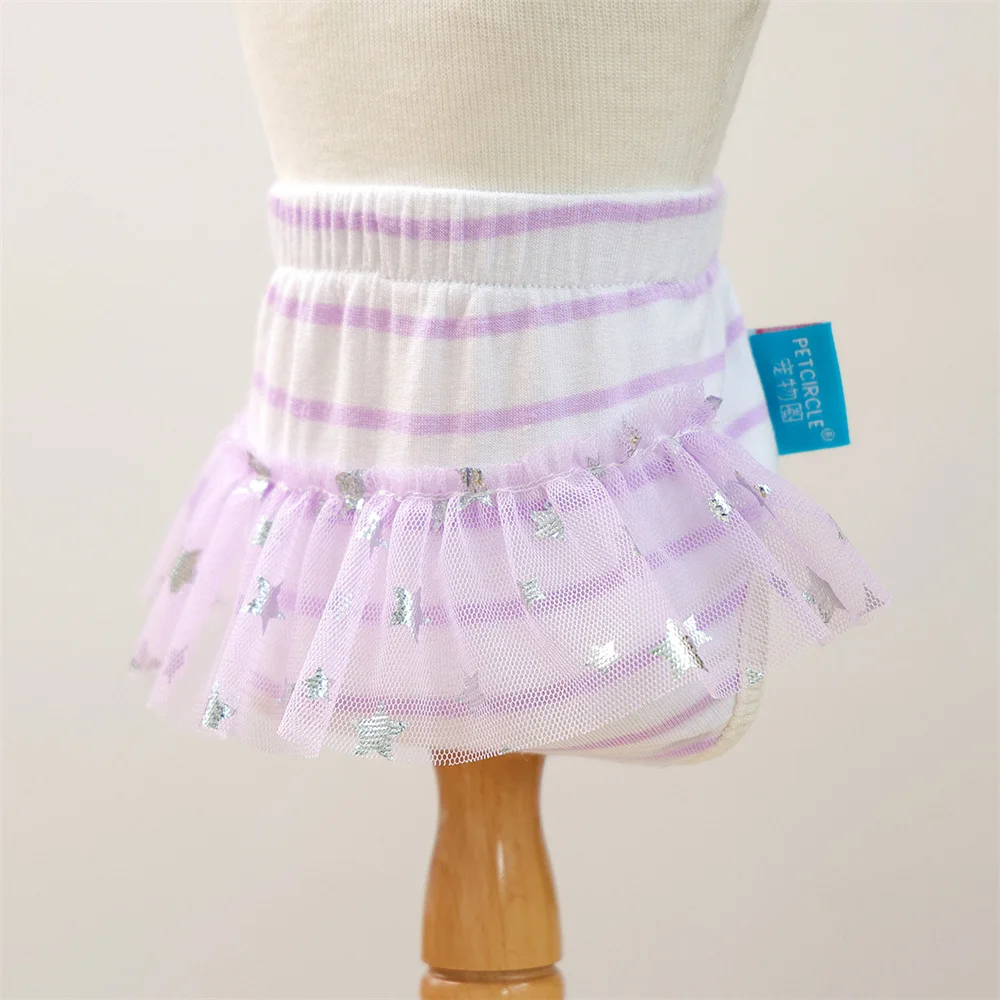 Pantalones cortos a rayas para cachorros y perros con encaje, pantalones fisiológicos para mascotas para perros pequeños, ropa interior de Pomerania, Chihuahua, Masctas, primavera y otoño - imagen 5