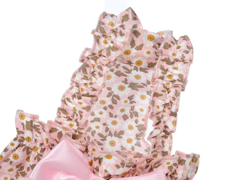 Vestido de verano para perros pequeños, vestido de princesa con lazo para gato, chaleco Floral para cachorro, falda con roseta, ropa para mascotas - imagen 4