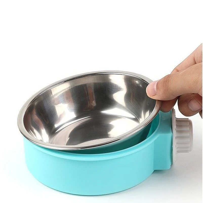 Cuenco colgante de acero inoxidable para perros y gatos, cuenco para comida, jaula colgante anti-arrizo, valla fija para cuencos de agua, suministros para mascotas - imagen 4