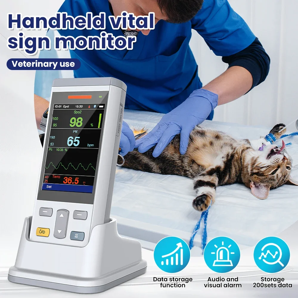 PC100SV Monitor veterinario portátil multiparámetro Monitor de paciente monitoreo de signos vitales SpO2 TEMP ETCO2 opcional