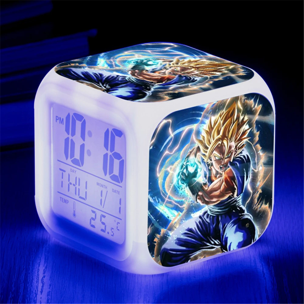 Relojes de Anime Dragon Ball Z, Super Saiyan Son Goku Gohan Chichi Videl Vegeta Trunks Bulma Gogeta Yamcha, reloj despertador, figuras de juguete - imagen 4
