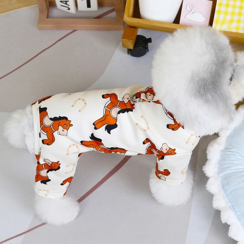 Ropa para perros con estampado de dibujos animados de cuatro patas, mono ligero Unisex para cachorros pequeños, monos transpirables para gatos de otoño y primavera - imagen 3