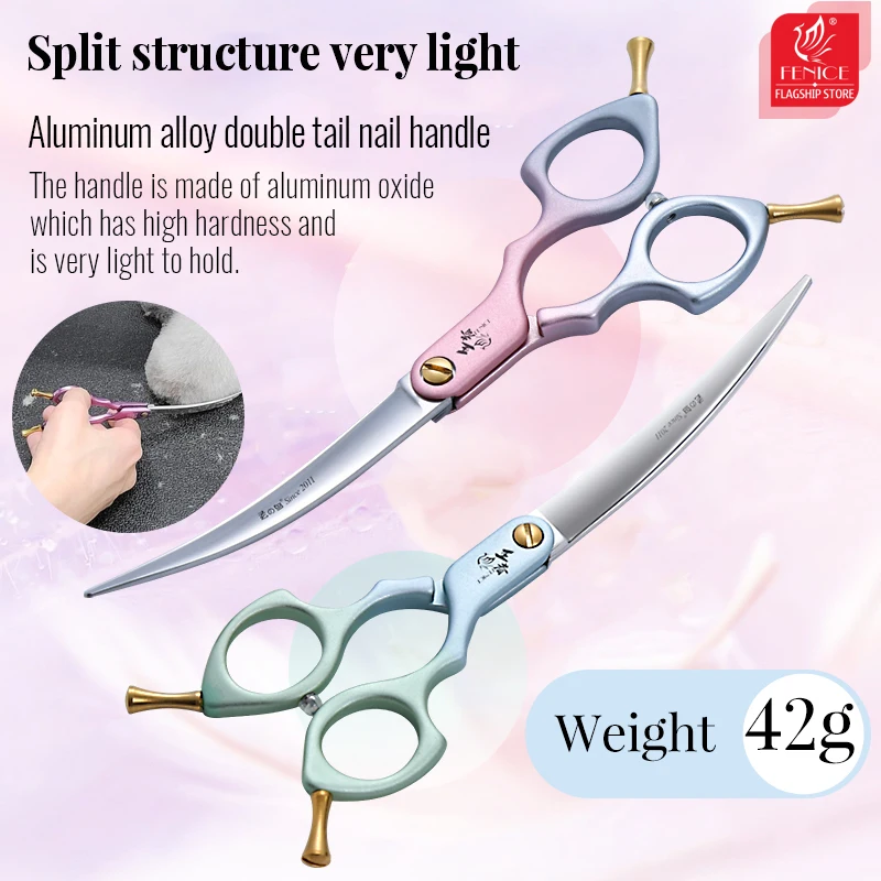 Fenice-Tijeras profesionales JP VG10 para perros, accesorio para mano derecha e izquierda, curvadas, de 6,5 pulgadas, 35 °, para aseo de mascotas - imagen 2