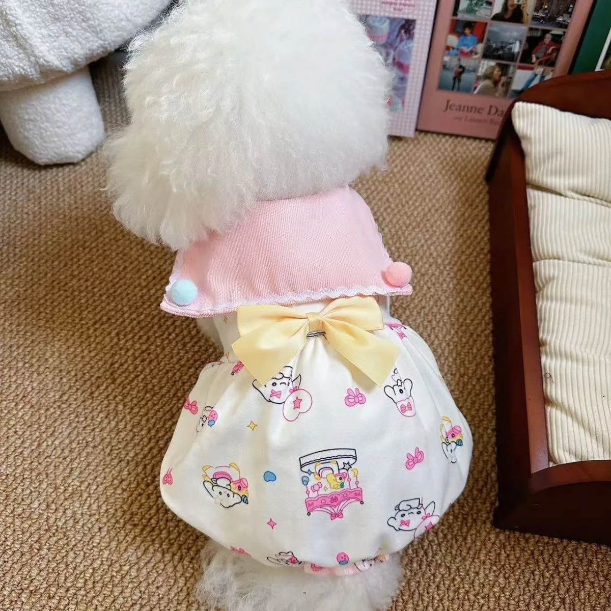 Gato perro princesa lindo Collar falda de burbuja ropa de otoño e invierno abrigo de peluche ropa para perros pequeños ropa para cachorros