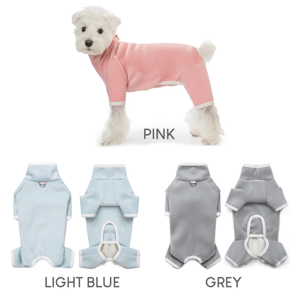 Mono de cobertura completa para perros, ropa cálida de lana para invierno, mono grueso para perros pequeños, pijama a prueba de viento con barriga cerrada - imagen 4